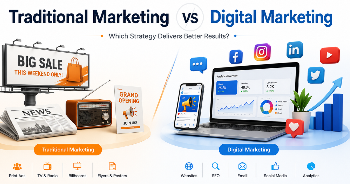 Difference between traditional and digital marketing