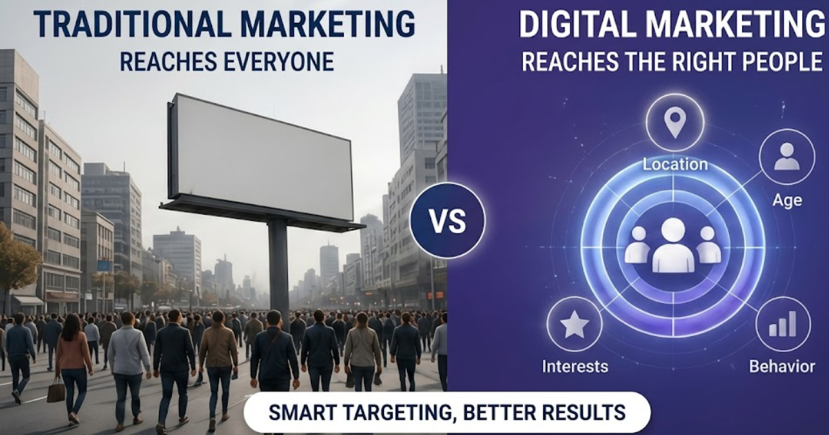Traditional marketing vs digital marketing comparison for businesses